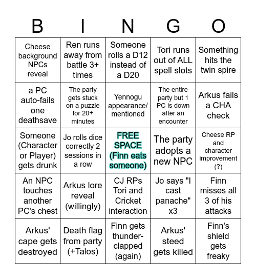 the new dnd season bingo tm Bingo Card