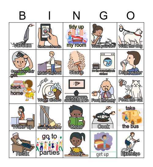 LangGO PRE Daily routine Bingo Card
