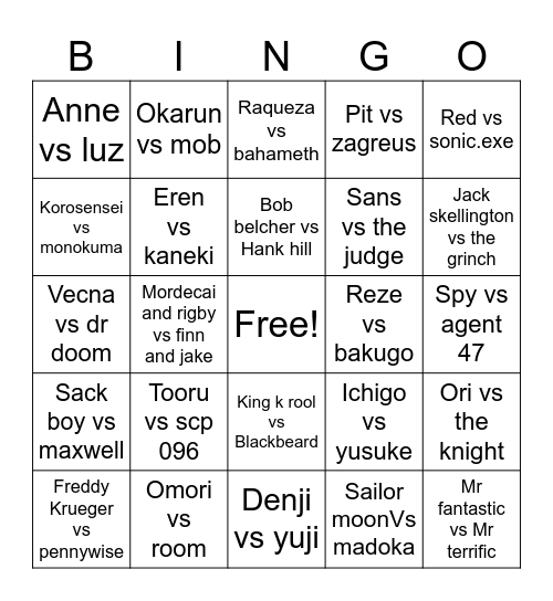 Death battle 2026 predictions Bingo Card