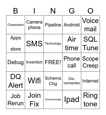 Technology Bingo Card
