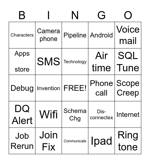Technology Bingo Card