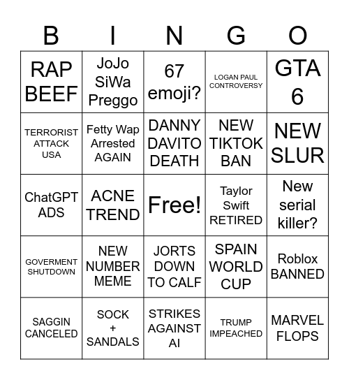 2026 BINGO Card