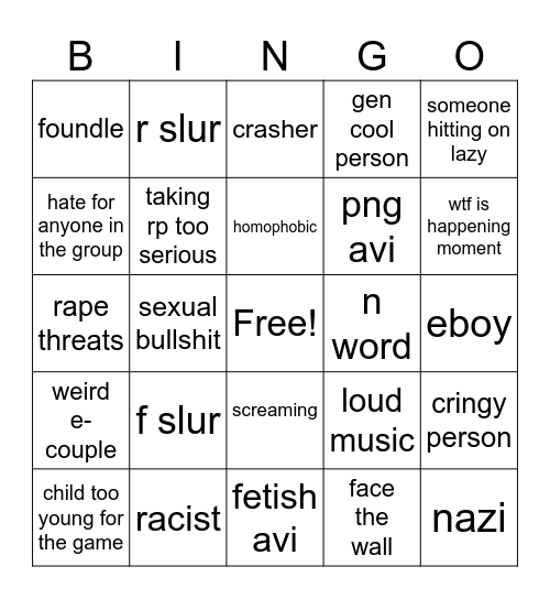 uh oh Bingo Card