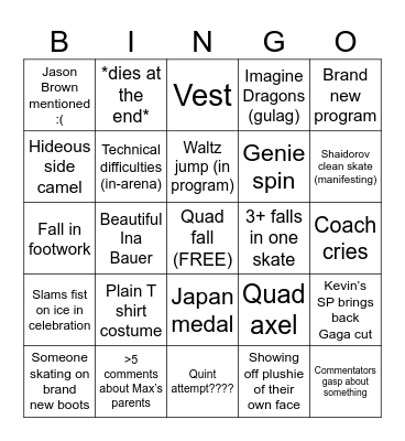 MEN’S SINGLES Bingo Card