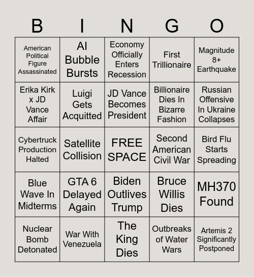 2026 Bingo Card
