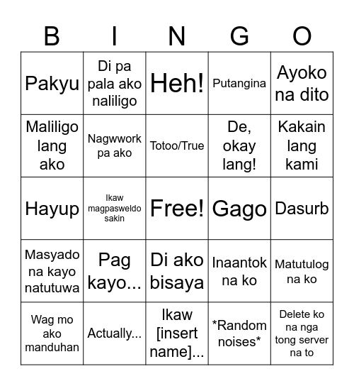 Yuki BINGO Card