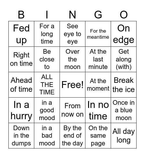USEFUL EXPRESSIONS Bingo Card