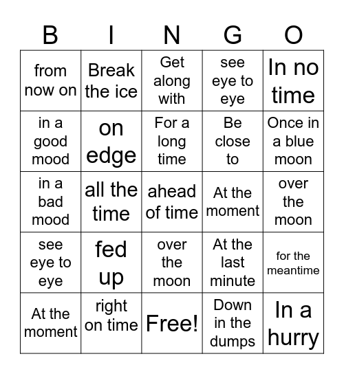 USEFUL EXPRESSIONS Bingo Card