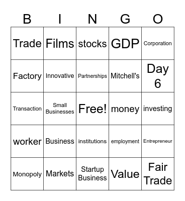 Business Club Bingo! Bingo Card