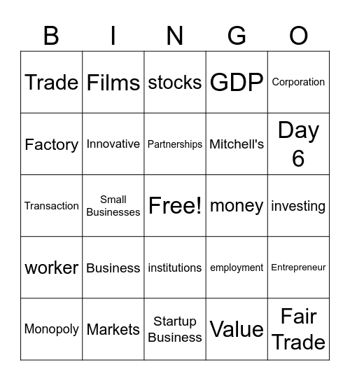 Business Club Bingo! Bingo Card
