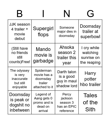 2026 Genral bingo Card