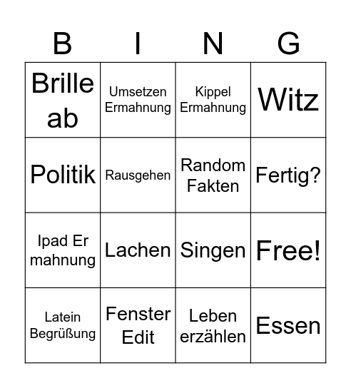 Religion Bingo Card