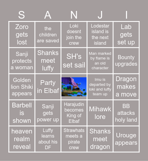 ONE PIECE Bingo Sheet Bingo Card