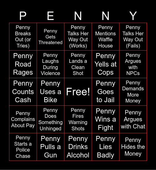 Penny Bingo Card