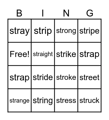 str Bingo Card