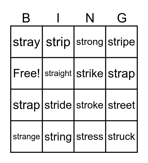 str Bingo Card