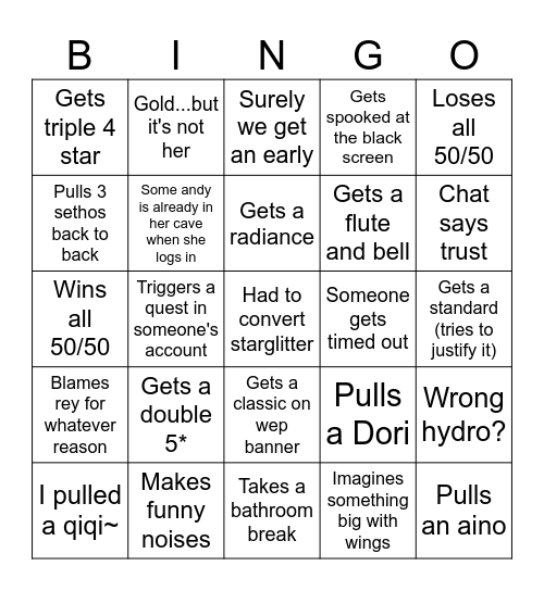 Genshin Bingo Card
