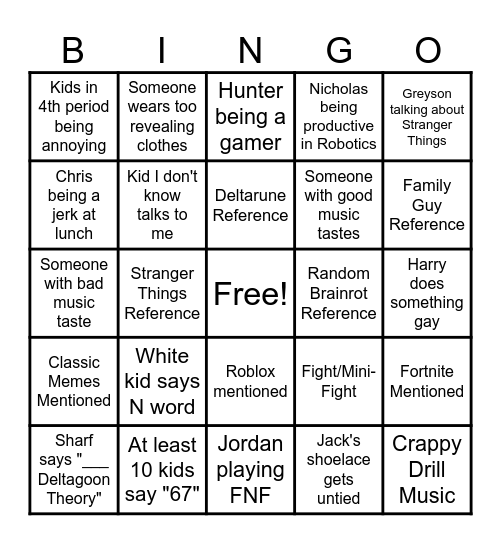 PERSONAL - stuffs. Bingo Card