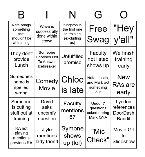 Spring Training 2026 Bingo (Dallas) Bingo Card