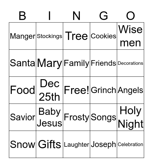 Christmas Bingo Card