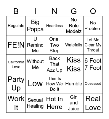 R&B/Hip-Hop Bingo #4 Bingo Card