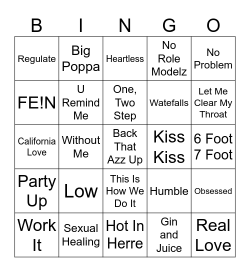 R&B/Hip-Hop Bingo #4 Bingo Card