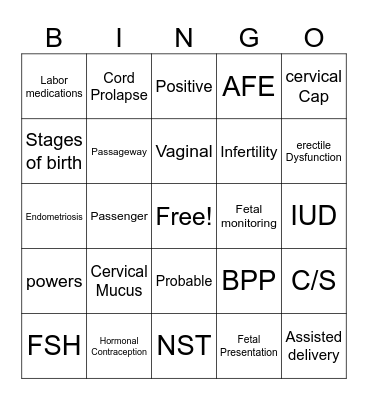 Reproduction BINGO Card
