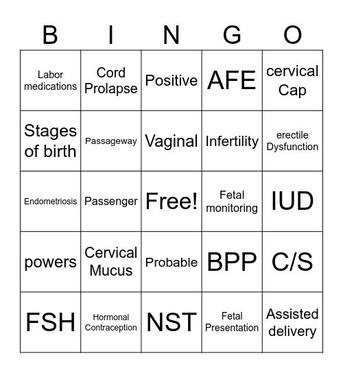 Reproduction BINGO Card