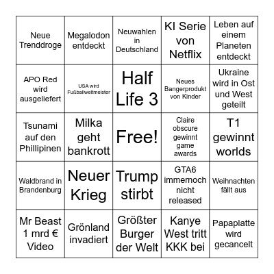 2026 Bingo Card