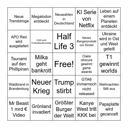 2026 Bingo Card