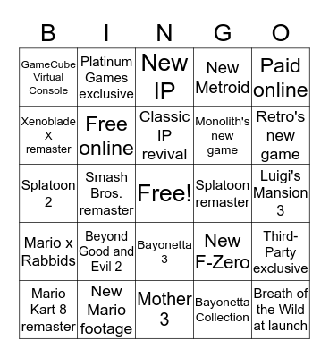 Switchmas Bingo Card