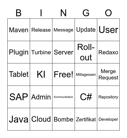 MIS Bingo Card