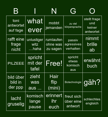 ein bruch einer vorlesung Bingo Card