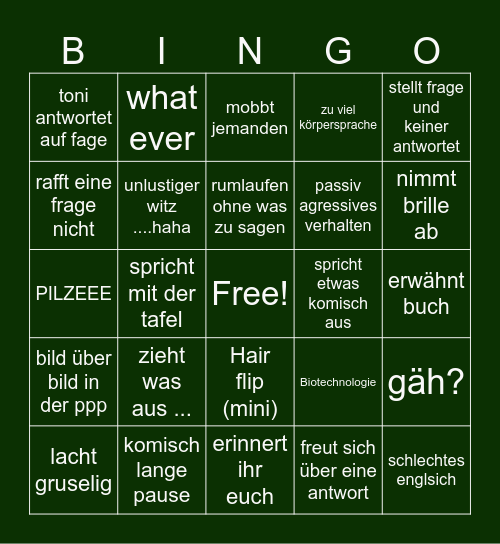 ein bruch einer vorlesung Bingo Card