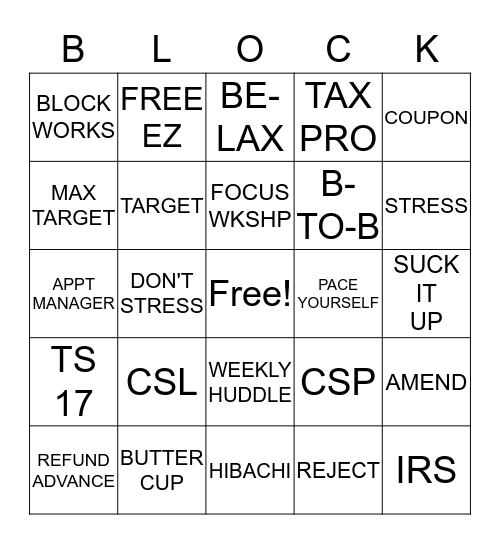 WHITE HOT TAX SEASON 17 Bingo Card