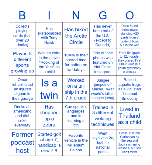 ASYMMETRY GROUP BINGO Card