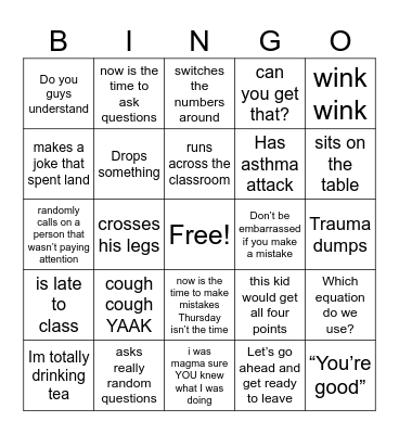 Physics Bingo Card