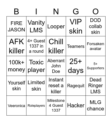Forsaken bingo! Bingo Card