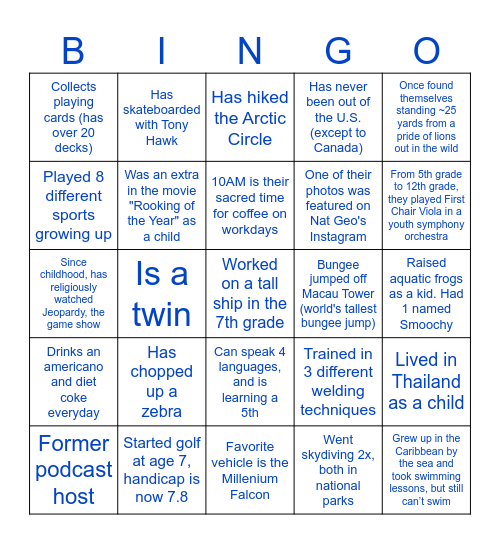 ASYMMETRY GROUP BINGO Card