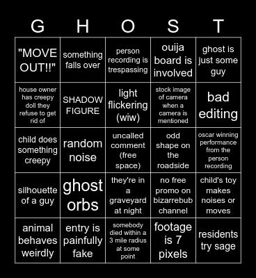 BizzareBub Bingo Card