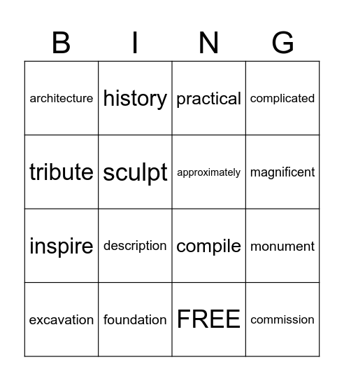 United 8 Amazing Wonders Bingo Card