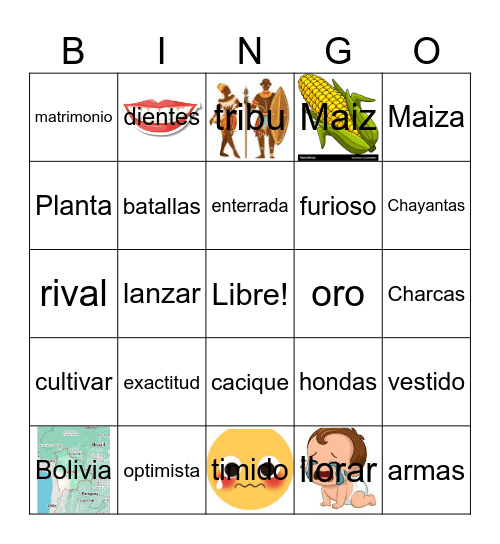 El Origen del Maiz Bingo Card
