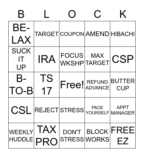 WHITE HOT TAX SEASON 17 Bingo Card
