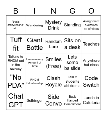 Adam Hoy Bingo Card