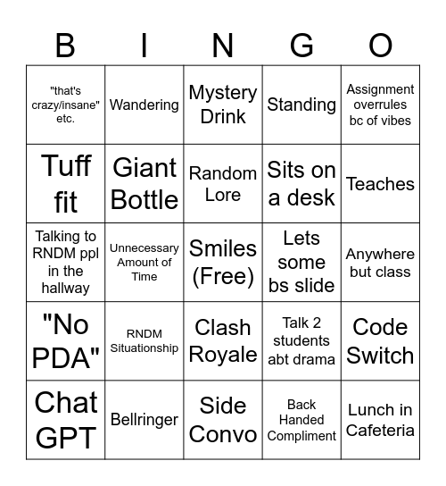Adam Hoy Bingo Card