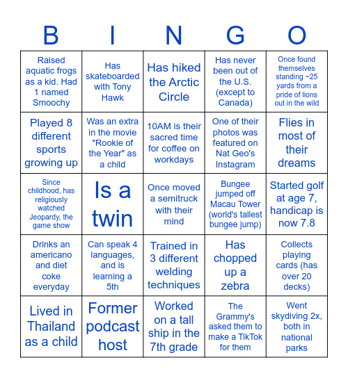 ASYMMETRY GROUP BINGO Card