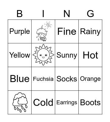 Vocabulary Bingo Card