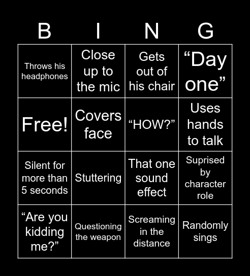 Erebus reaction bingo Card