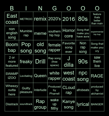 SPotify Bingo Card