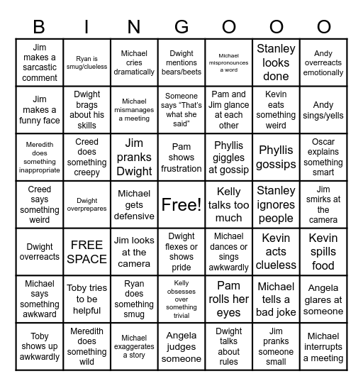 The Office Bingo Card